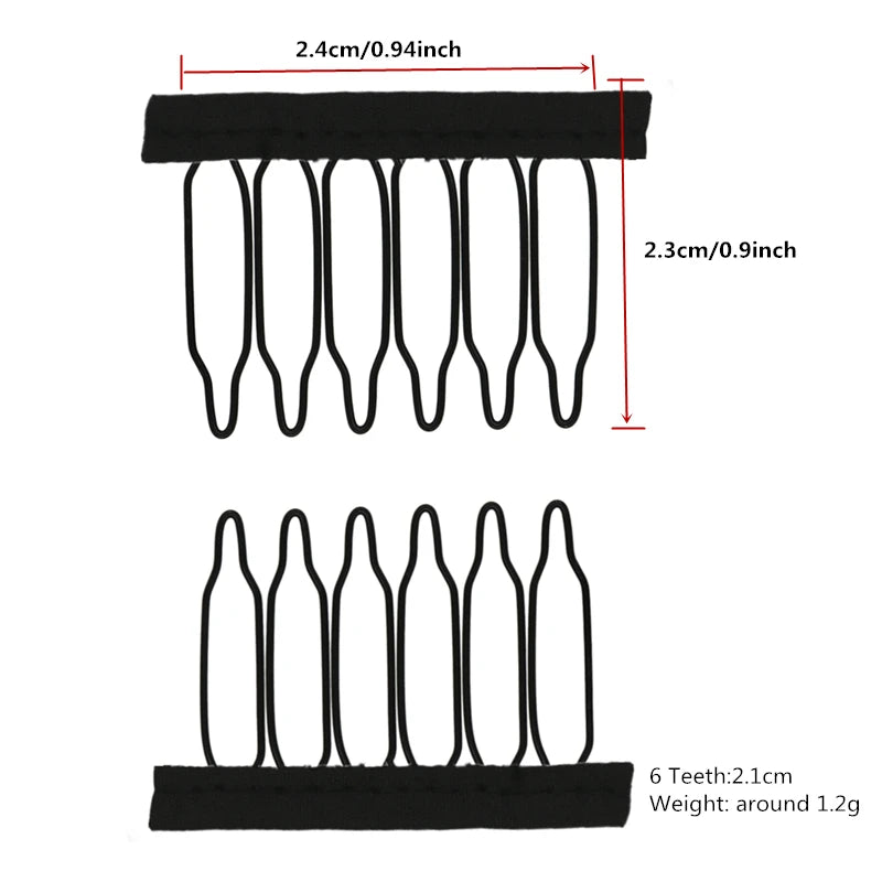 10Pcs Wig Combs To Secure Wig 4-7Teeth Wig Comb Wig Clips With Cloth For Making Wig Caps Steel Material Clips Combs