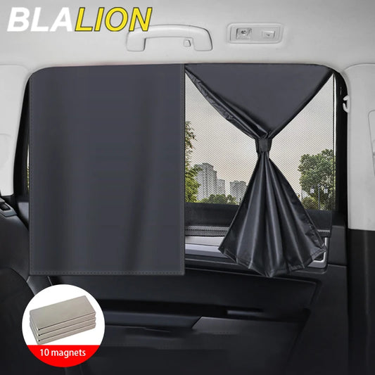 BLALION Double Layer Car Sun Shade Side Window Curtain Uv Protection Mesh Curtains Mesh Sun Shade Cover Magnetic Mosquito Net