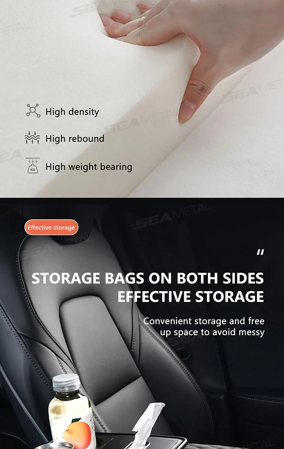 BLALION Car Armrest Box Thicken Height Pad Arm Rest Cushion with Tissue Box Cup Holder Memory Cotton Elbow Support Height Pad