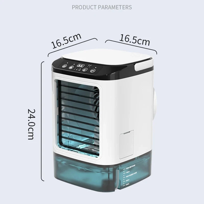 Air Conditioner Portable Fan Desktop Dual Spray Ultrasonic Atomization 3-Speed Mute Air Cooler Night Light Electric Fan for Home