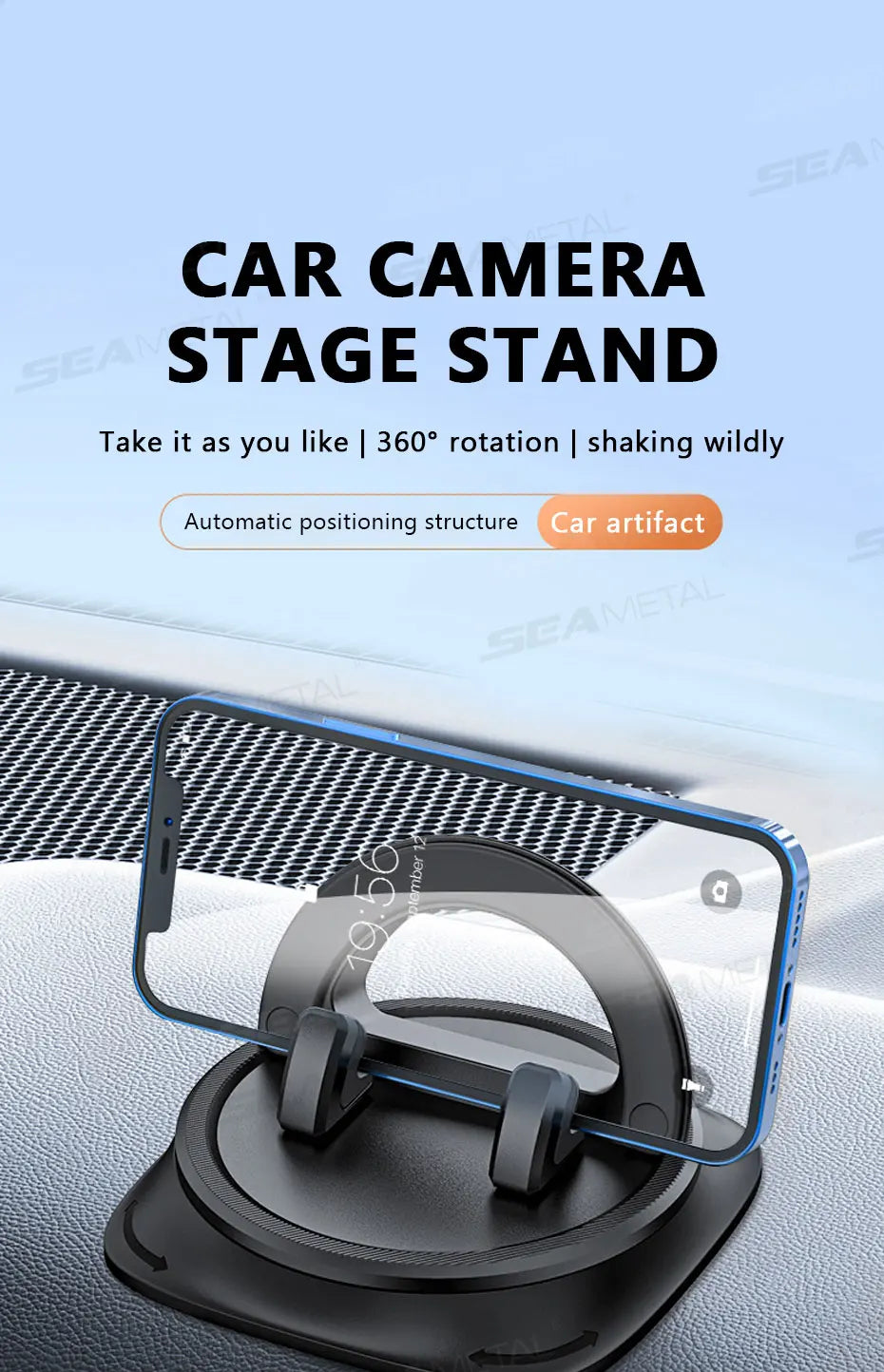BLALION 360° Rotation Car Phone Holder Mat Pad Dashboard Automatic Clamping Anti Slip Anti bumping Stand For Phone GPS Bracket