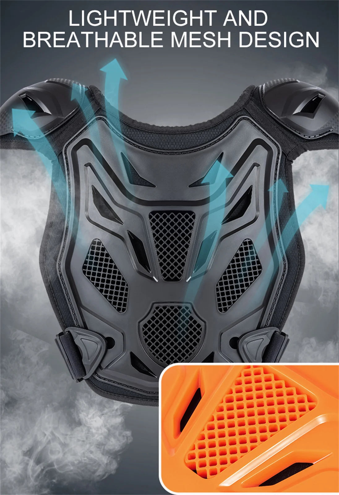 Children Motorcycle Riding Body Armor Vest Kids Motocross Back Chest Protectors Off-Road Dirt Bike Cycling Protective Gear