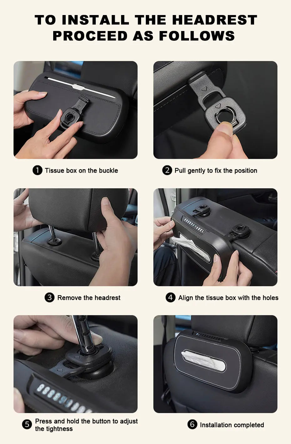 BLALION Car Tissue Box with Temporary Parking Card Sun Visor Backseat Tissue Holder Leather Case Auto Interior Accessories