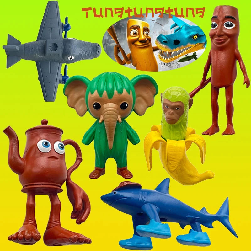 Italian Brainrot Tung Sahur Figure Toy Tralalero Tralala Figures Bombardino Crocodilo Shimpanzini Bananini Model Decor Doll Gift