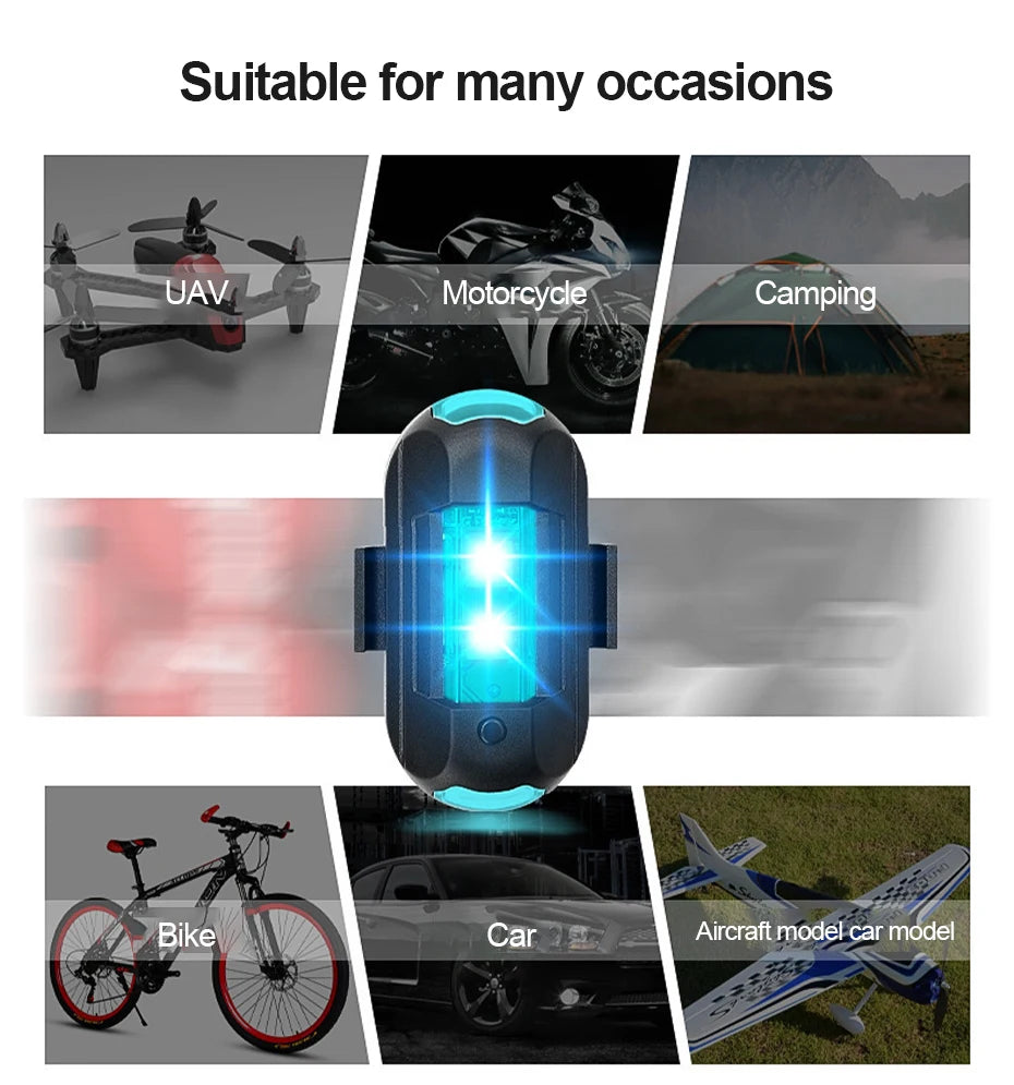BLALION Motorcycle Light Drone Strobe Light USB LED Anti-Collision Bike Aircraft Night Flying Mini Flashing Warning Signal Light