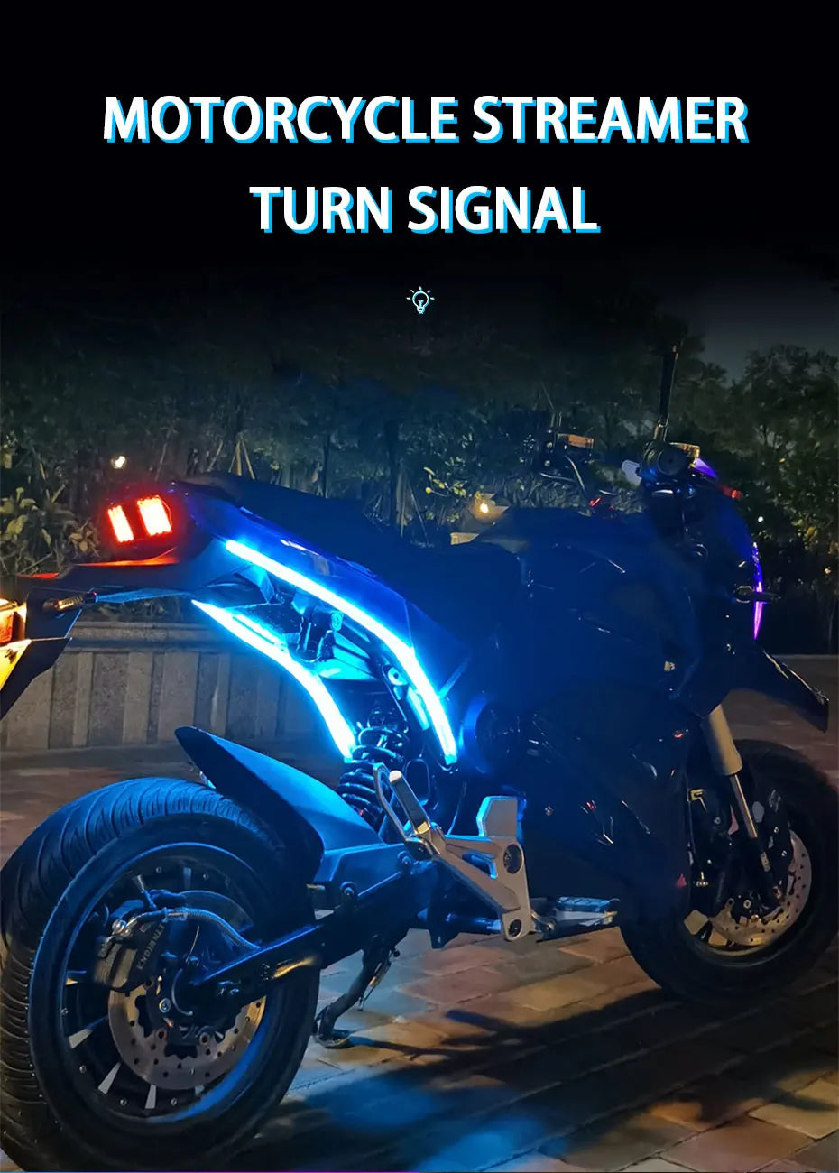 BLALION Motorcycle Turn Signal Lights LED Daytime Running Lights Tail Light DRL Waterproof Decoration Strip Brake Flowing Light