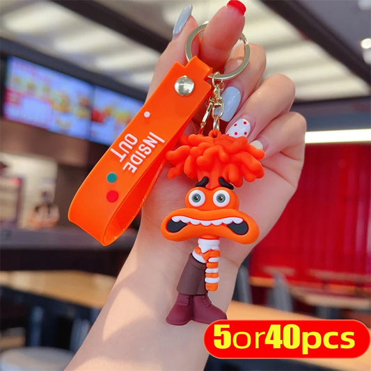 1-40PCS wholesale Inside Out 2 keychain Plush Cartoon Character keychain Pendant Personality Creative Glue Doll Small Pendant