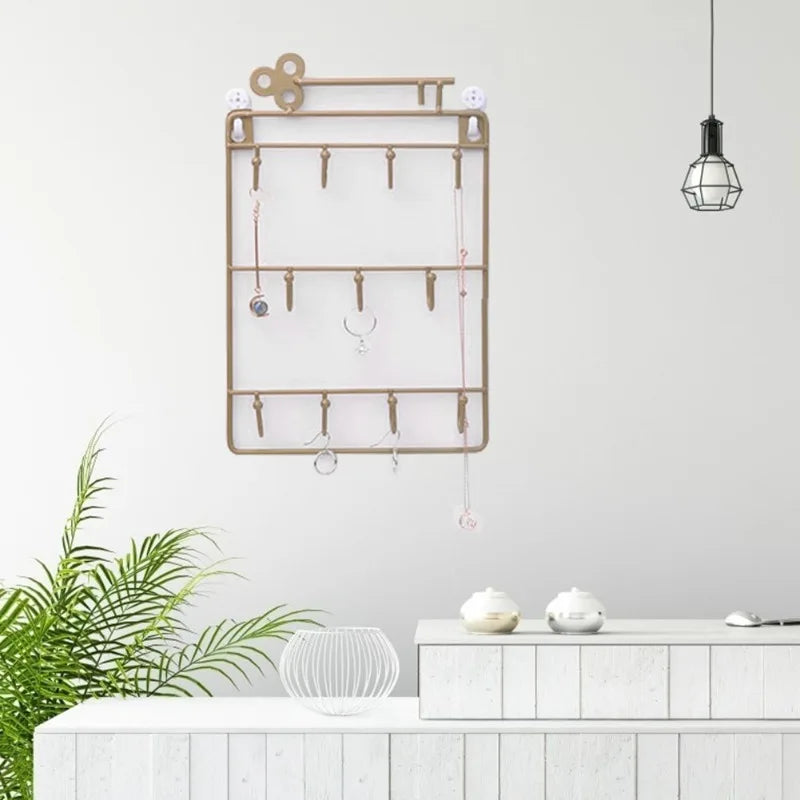 1PC Modern Style Iron Wall Mounted 11 Key Hooks Jacket Hat Storage Rack Practical Multifunctional Hooks