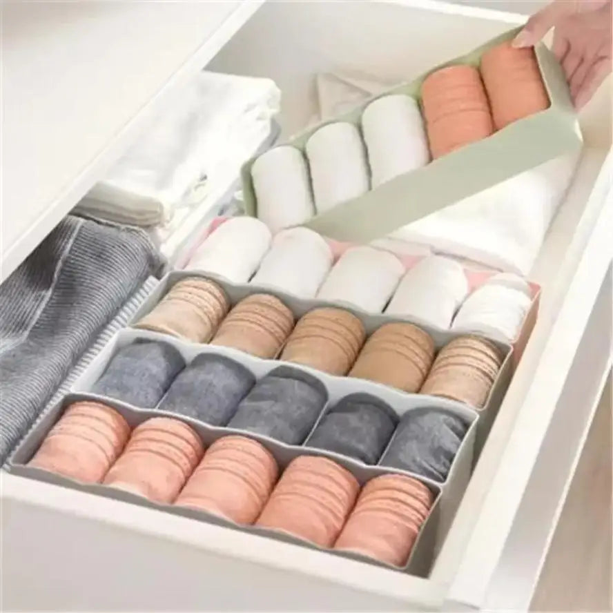Closet Organize Sorting Boxs Household Storage Basket 5 Grids Underwear Socks Storage Box Plastic Drawer Divider Desk Accessory