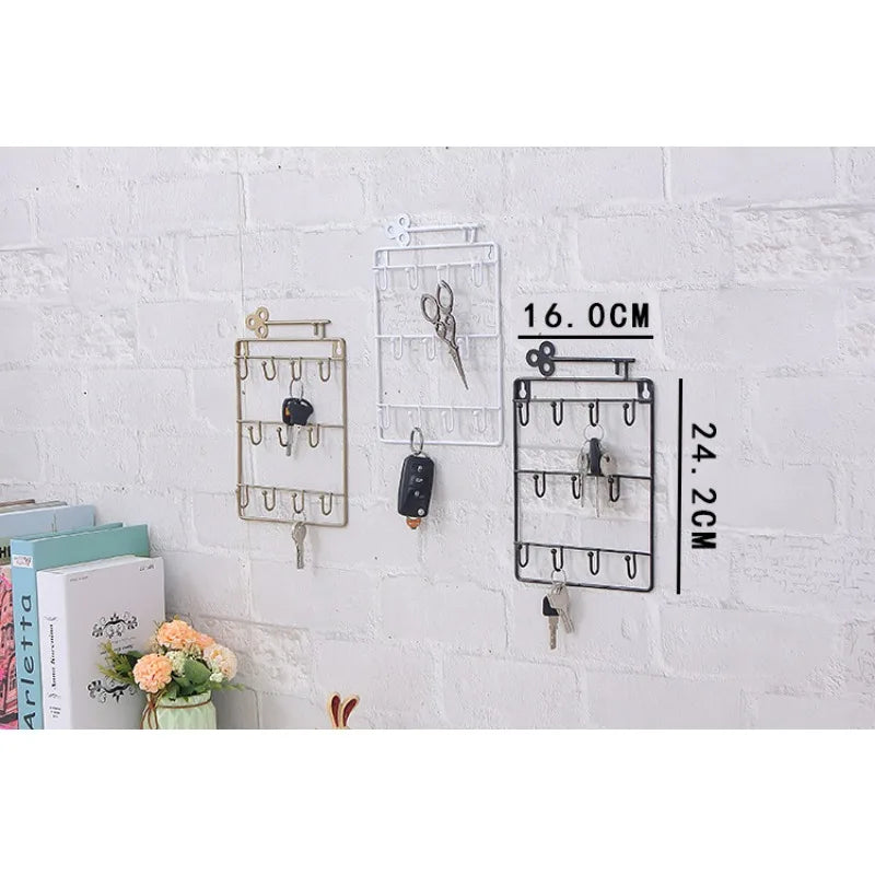 1PC Modern Style Iron Wall Mounted 11 Key Hooks Jacket Hat Storage Rack Practical Multifunctional Hooks
