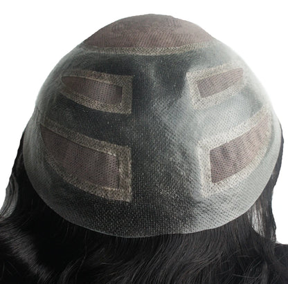 NLW Toupee for Men 100% Human Hair Pieces Hair prosthesis  Mens Swiss Lace Front with PU Around Hair Replacement System