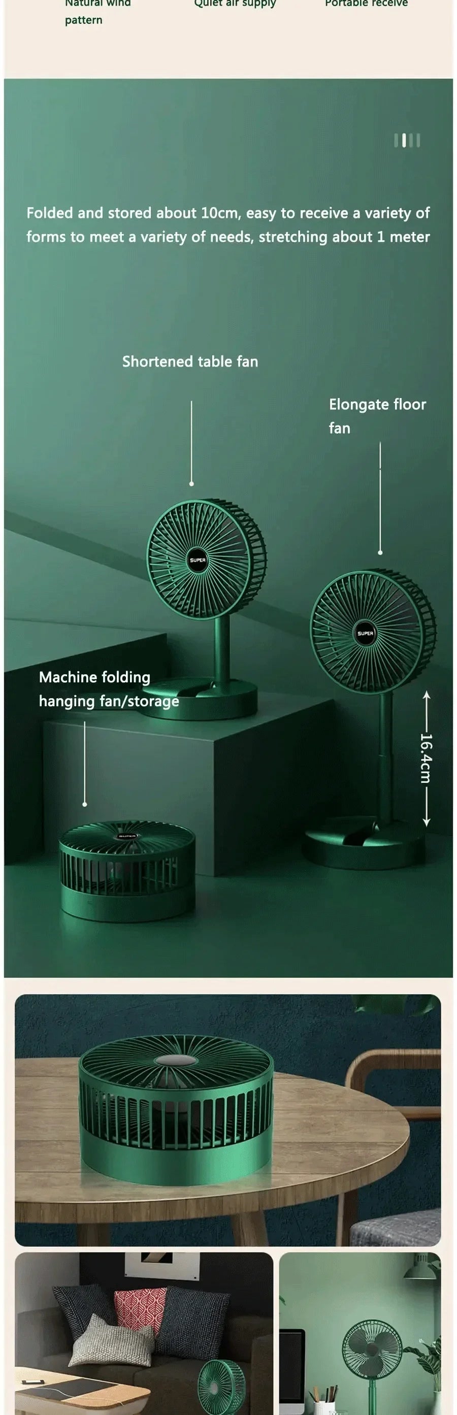Mini Fan Desktop Foldable Retractable Portable Mini Fan rechargeable USB Home Low Noise High Duration Standby Mini Ceiling Fan