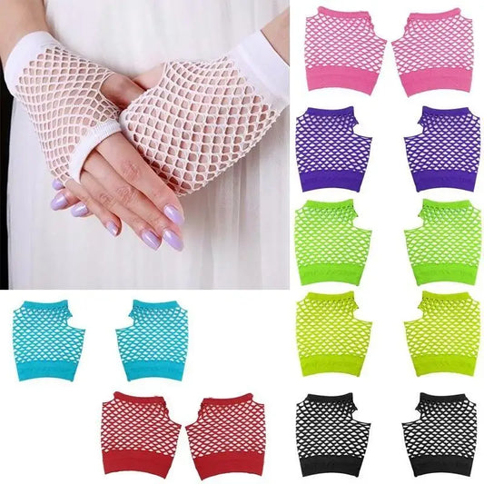 1 Pair Short Fishnet Fingerless Gloves Gloves Party Gloves Fishnet Gloves