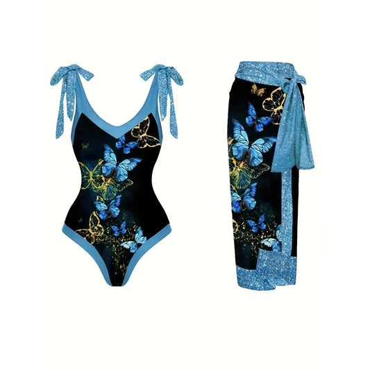 Women's Plus Size 2 Piece Printing Graphic Swimwear Bodysuit Bathing Suits Ladies Sports Summer Beach Wear Swimsuit