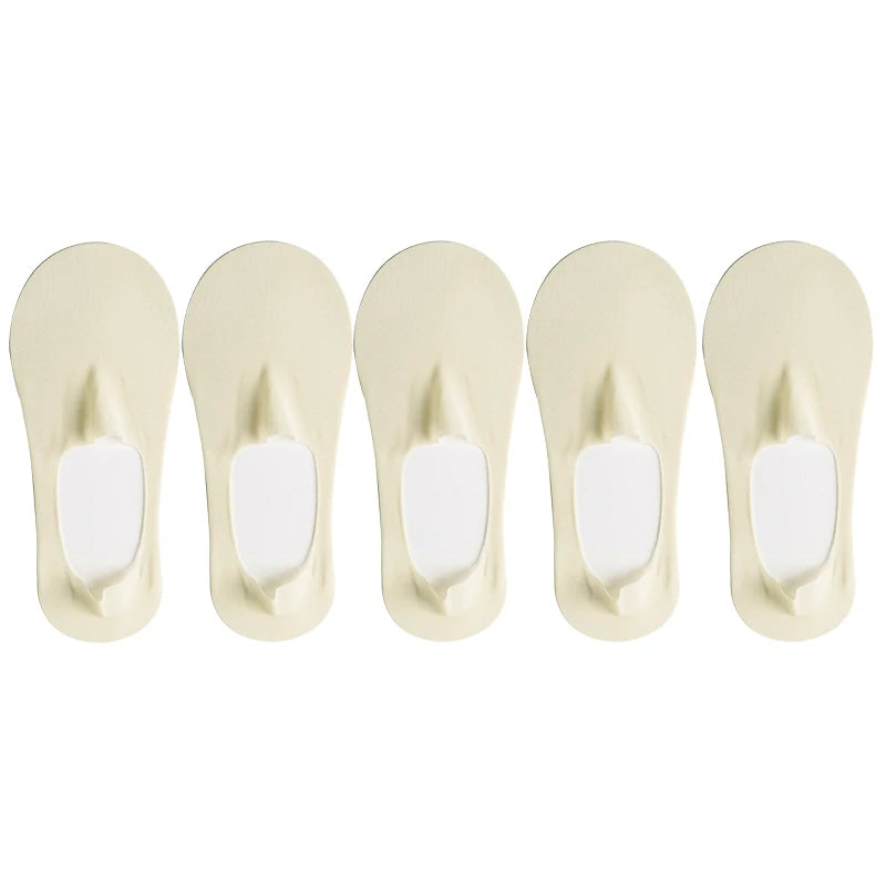 5 Pairs/Lot Socks Women's Summer Ultra-thin Invisible Low Cut Silicone Anti-slip Mesh No Show Ice Silk Solid Boat Socks