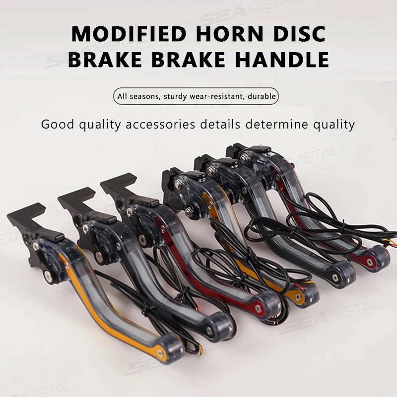 BLALION Motorcycle Brake Lever LED Signal Light Hydraulic Clutch Adjustable CNC 6-Hole Universal for GY6 125cc Scooters Bikes