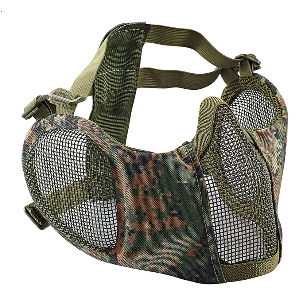 Tactical Airsoft Masks Metal Steel Net Mesh Protect Ears Mask Field Hunting Outdoor War Games Tactical Shooting Paintball Mask