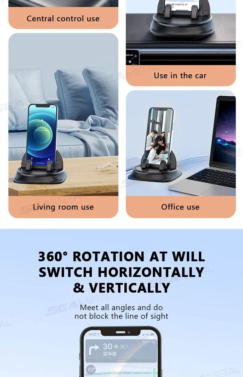BLALION 360° Rotation Car Phone Holder Mat Pad Dashboard Automatic Clamping Anti Slip Anti bumping Stand For Phone GPS Bracket