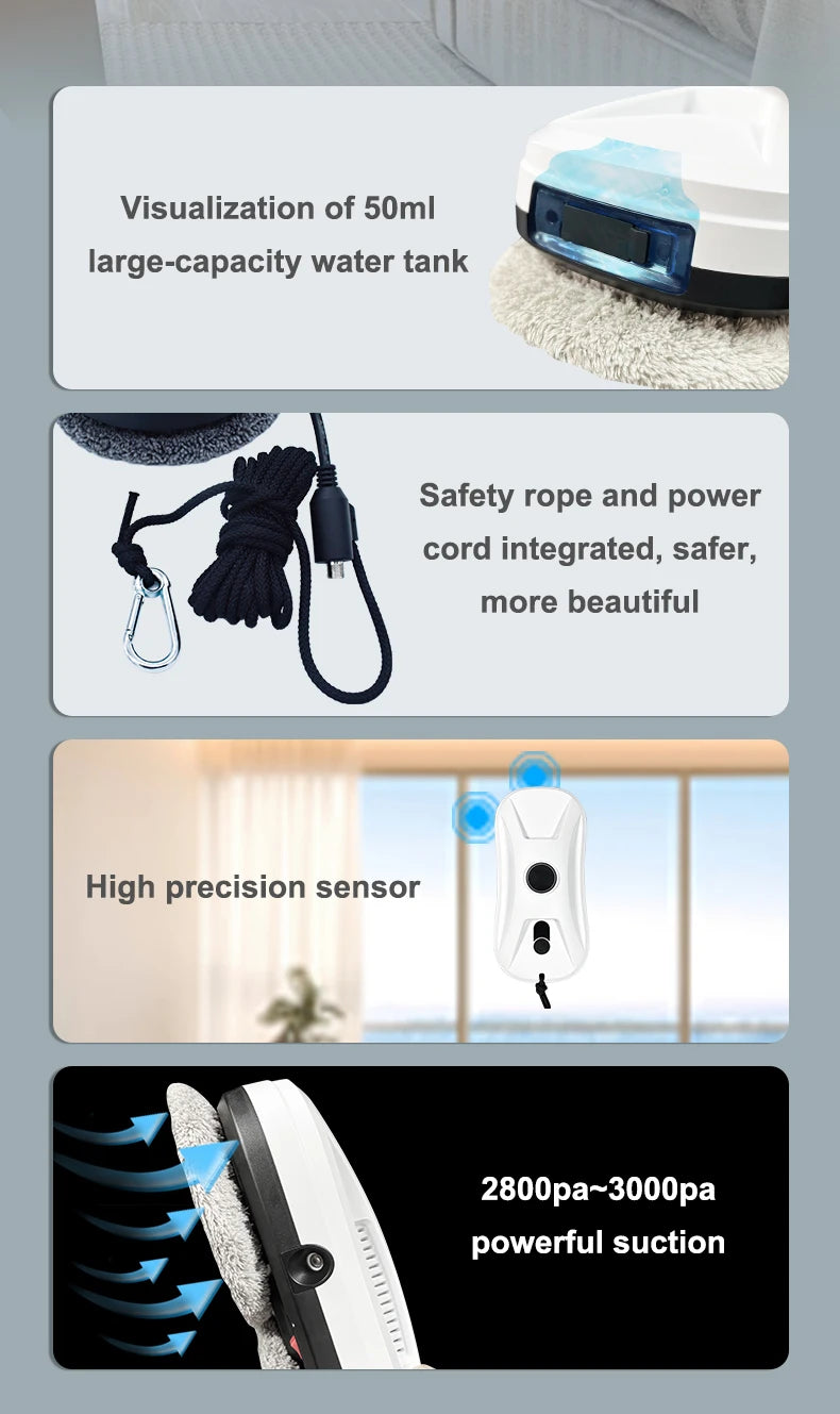 New In Automatic Robot Window Cleaner Vacuum Smart Home Appliance Clean Glass Windows Washer Window Washing Electric Floor Mops