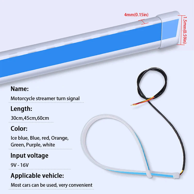 BLALION Motorcycle Turn Signal Lights LED Daytime Running Lights Tail Light DRL Waterproof Decoration Strip Brake Flowing Light