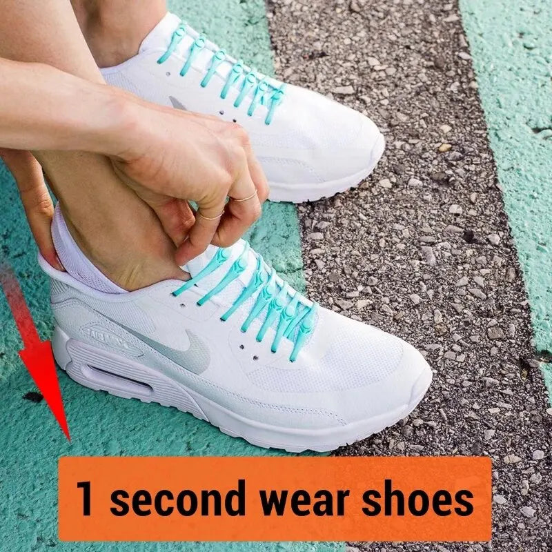 Portable Round Elastic No Tie Shoelace Silicone Laces For Men Women All Sneakers Fit Strap Shoe Lace