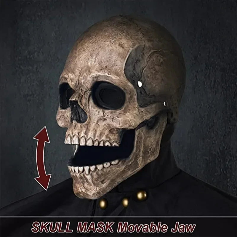Halloween Mask Latex Mask Skull Mask Horror Decoration Full Head Skull Mask Helmet Movable Jaw Masque Gifts Party Costume Mask