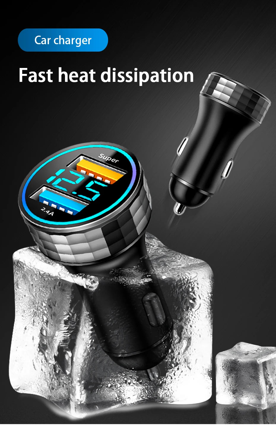 BLALION 66W 2 Port Super Fast USB Car Charger PD20W QC 3.0 Quick Charging Adapter with Digital Display For IPhone Samsung Xiaomi
