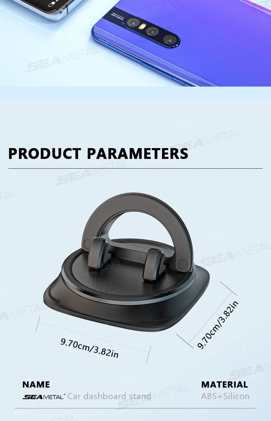 BLALION 360° Rotation Car Phone Holder Mat Pad Dashboard Automatic Clamping Anti Slip Anti bumping Stand For Phone GPS Bracket