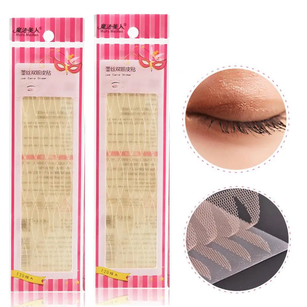 Clear Beige Stripe Self-adhesive Natural Eye Tape Makeup Tool Invisible Double Fold Eyelid Lace Paste Eyelid Tape Sticker