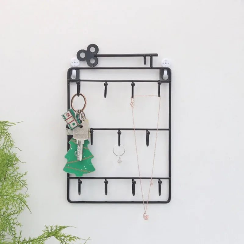 1PC Modern Style Iron Wall Mounted 11 Key Hooks Jacket Hat Storage Rack Practical Multifunctional Hooks