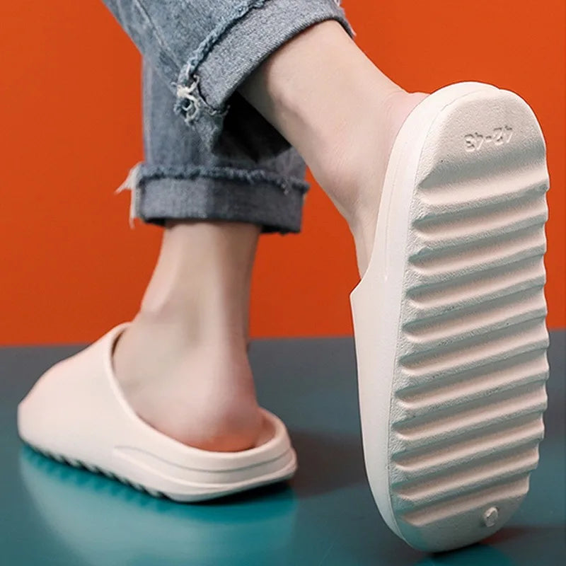 Summer Unisex House Shoes Non-Slip Thick Soft Platform Slide Sandals for Women Men Indoor Outdoor Shower Bathroom Slippe