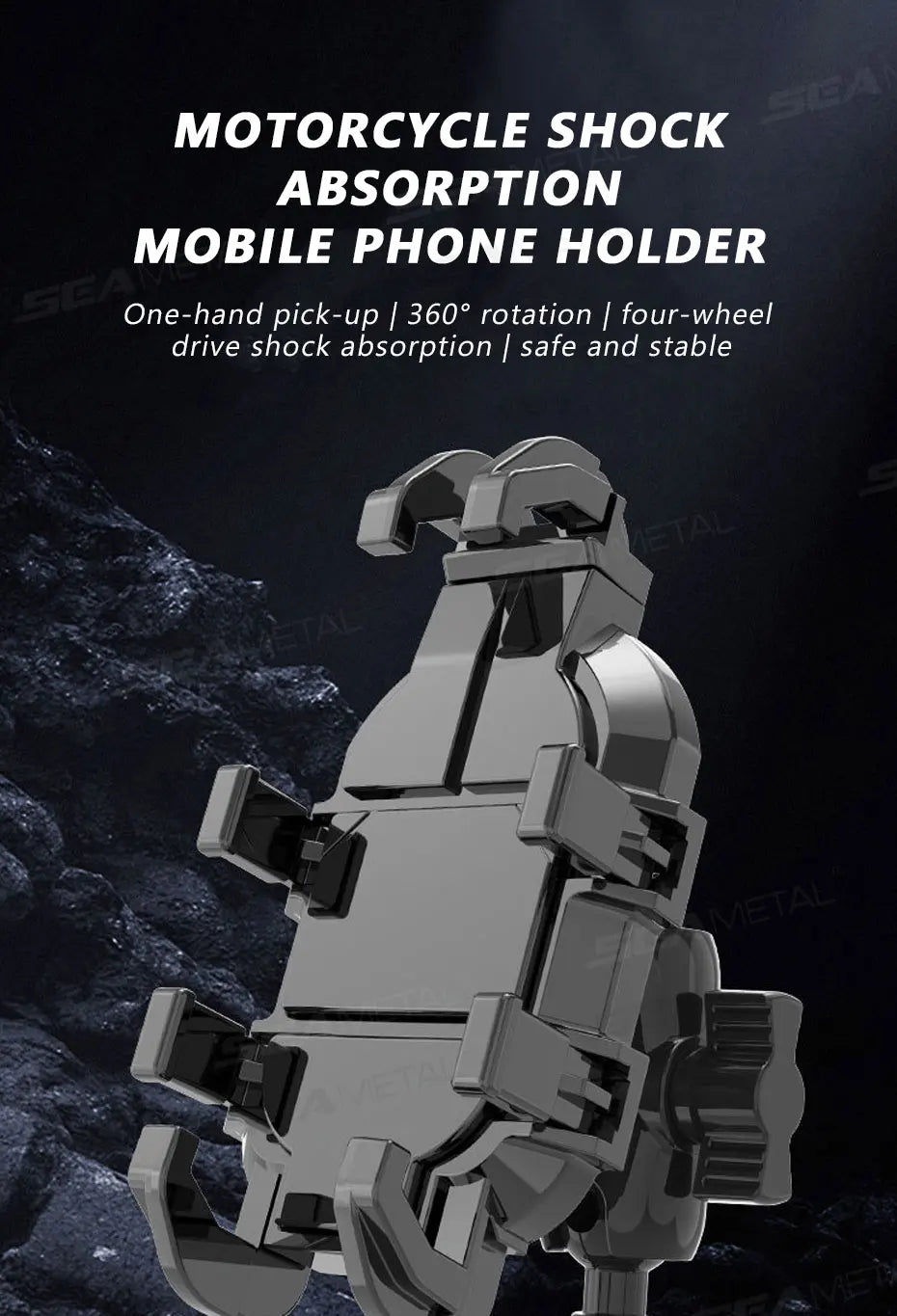 BLALION Motorcycle Riding Shock Absorption Mobile Phone Bracket Eight Claw Fixed Bracket for 4.7-7.1 inch Smartphone Shockproof