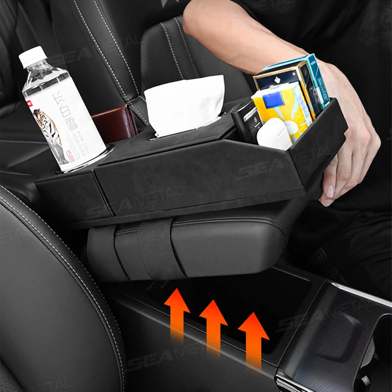 BLALION Car Armrest Mat Height Increase Pad Car Tissue Storage Box Cup Holder Armrest Protect Cushion Elbow Support Arm Cover