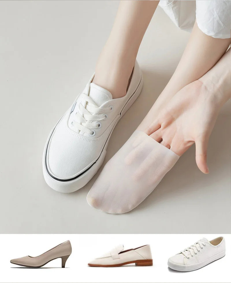 5 Pairs/Lot Socks Women's Summer Ultra-thin Invisible Low Cut Silicone Anti-slip Mesh No Show Ice Silk Solid Boat Socks