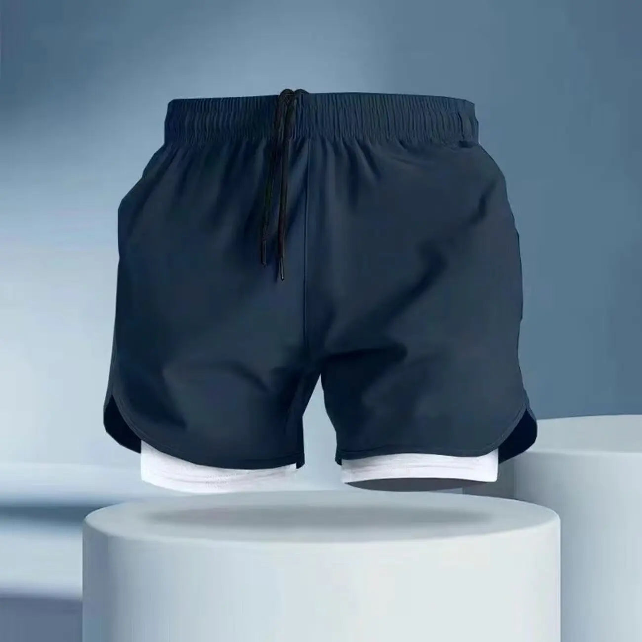 Quick drying shorts for summer men's running training, three part pants with anti glare belt lining, fitness pants