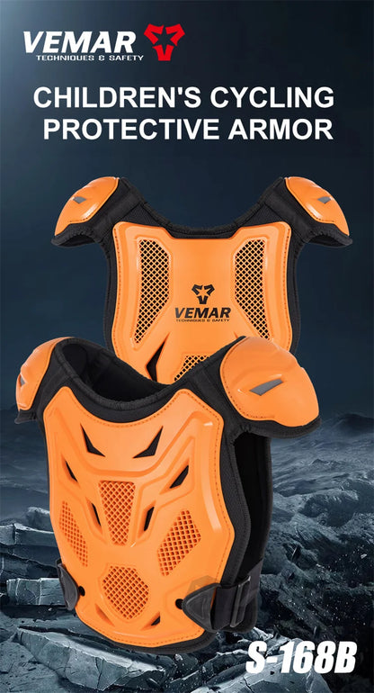 Children Motorcycle Riding Body Armor Vest Kids Motocross Back Chest Protectors Off-Road Dirt Bike Cycling Protective Gear