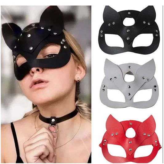 Women Sexy Mask Half Eyes Fox Cosplay Face Cat Faux Leather Masks Halloween Party Erotic Masquerade Adult Sex Toys Accessories