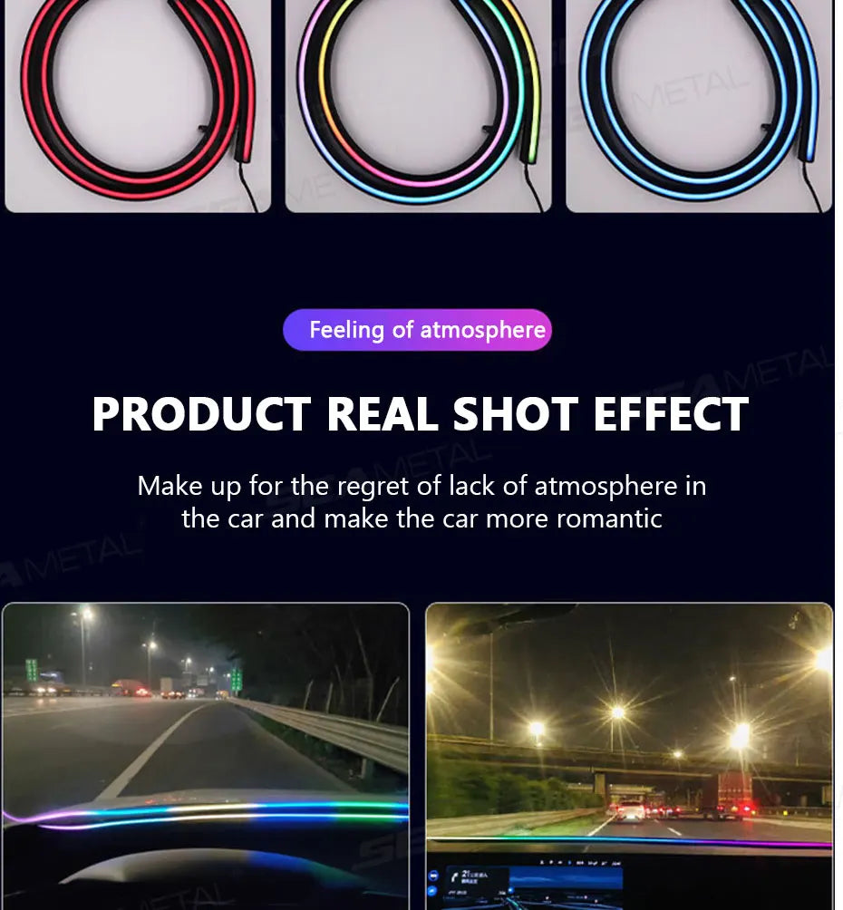 BLALION 140cm Car Ambient Lights LED Interior Wrap-Around Dashboard Sealing strip RGB Symphony Atmosphere Lamp USB APP Control