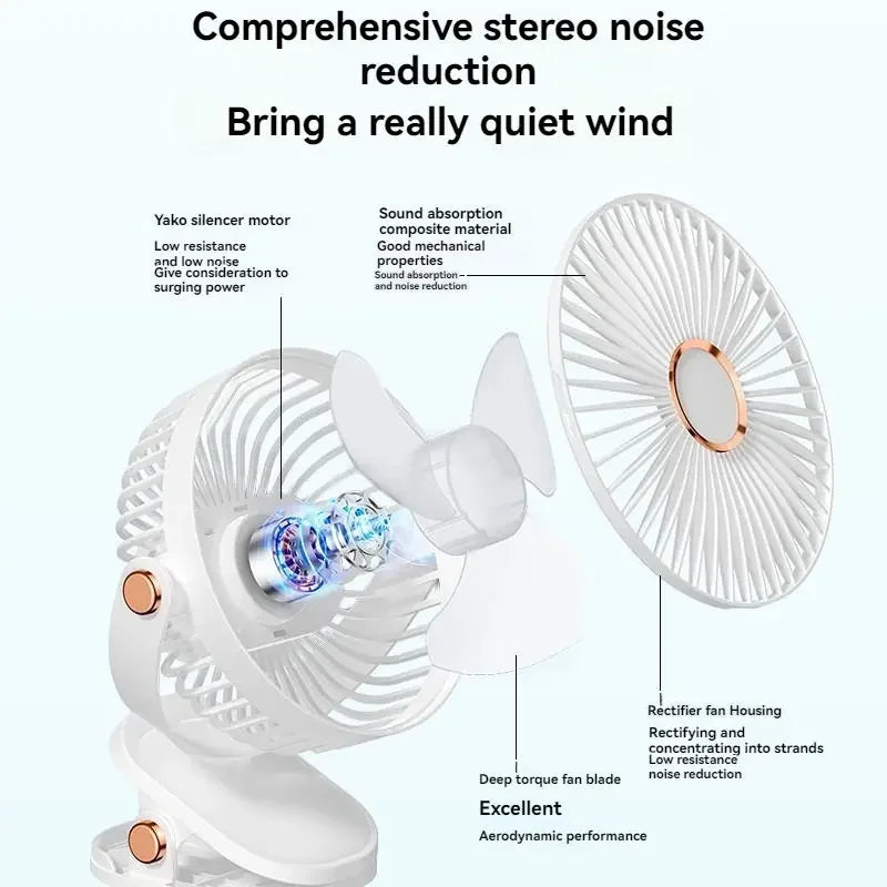 3 in 1 Mini Clip Fan Rechargeable Portable Air Circulator Wireless Ceiling Electric Fan With LED Light Clip-on Home handheld Fan