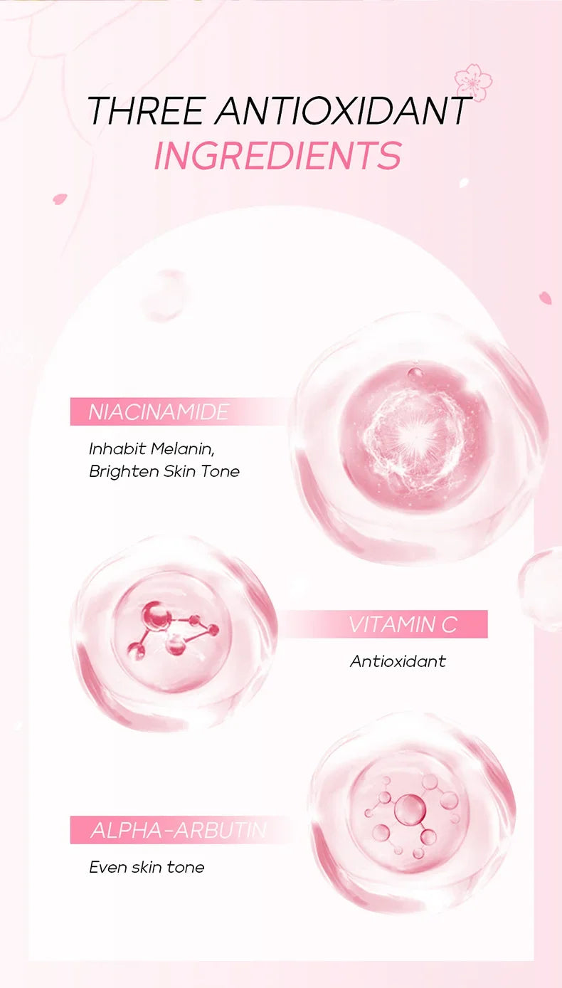 Laikou Sakura Body Whitening Lotion Dark Spot Remover For Underarms Knees Elbows Melanin Bleaching Lightening Cream 30g