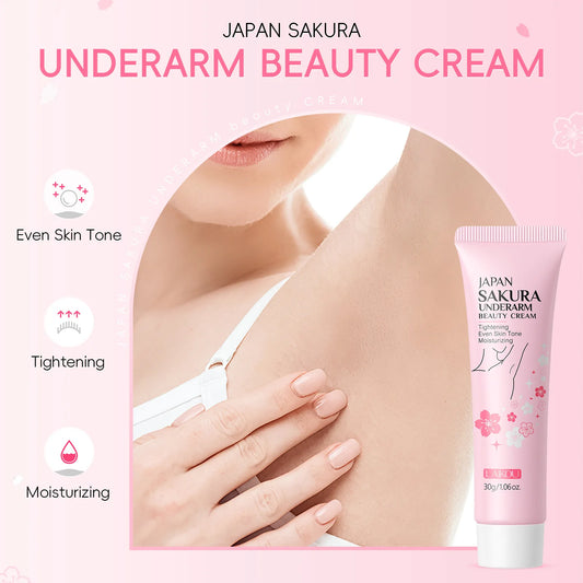 Laikou Sakura Body Whitening Lotion Dark Spot Remover For Underarms Knees Elbows Melanin Bleaching Lightening Cream 30g