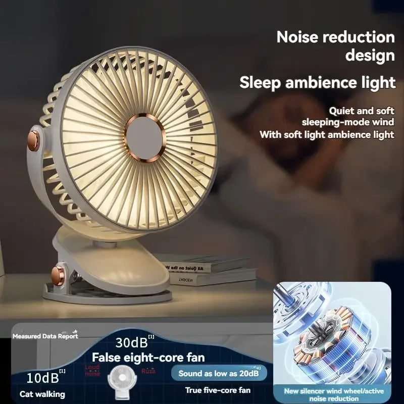 3 in 1 Mini Clip Fan Rechargeable Portable Air Circulator Wireless Ceiling Electric Fan With LED Light Clip-on Home handheld Fan