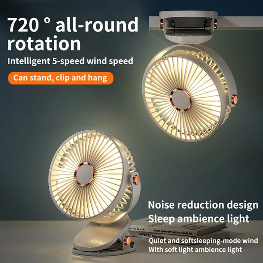 3 in 1 Mini Clip Fan Rechargeable Portable Air Circulator Wireless Ceiling Electric Fan With LED Light Clip-on Home handheld Fan