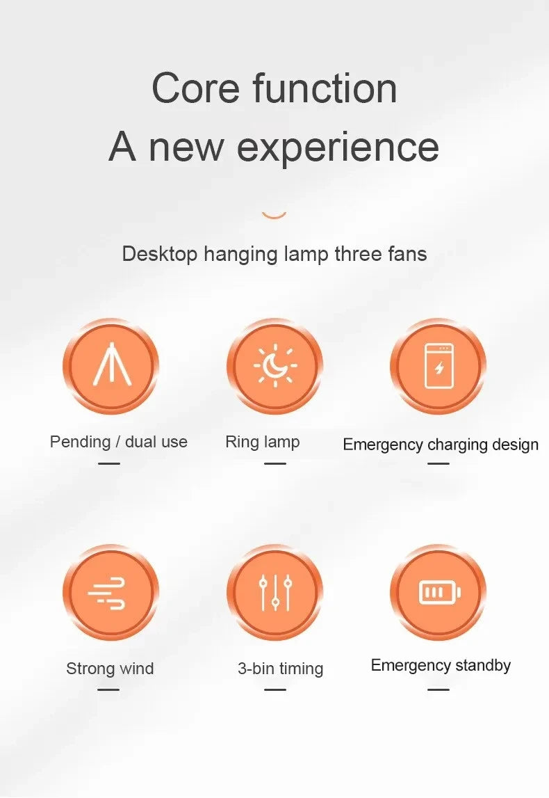 10000mAh/4000mAh Camping Fan Rechargeable Desktop Portable Circulator Wireless Ceiling Electric Fan with Power Bank LED Lighting