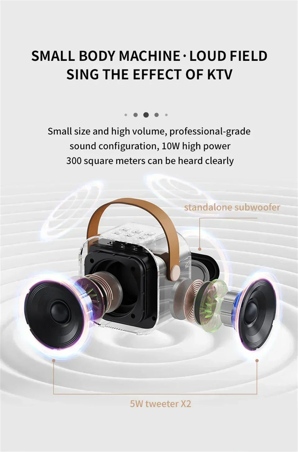 Bluetooth Speaker K12 Portable Karaoke Machine 5.3 PA System With 2 Wireless Microphones Home Family Singing Children's Gifts