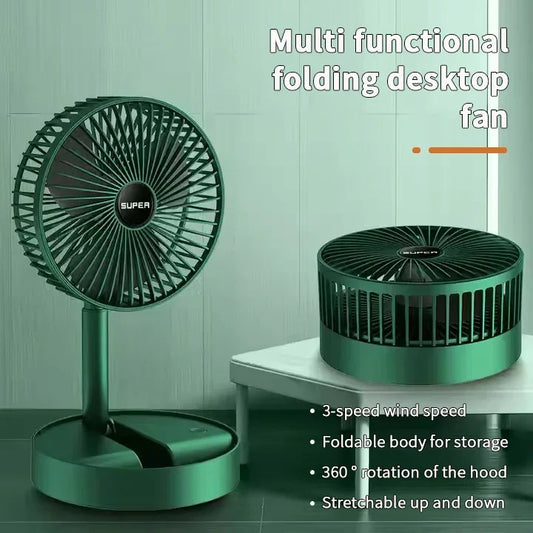 Mini Fan Desktop Foldable Retractable Portable Mini Fan rechargeable USB Home Low Noise High Duration Standby Mini Ceiling Fan