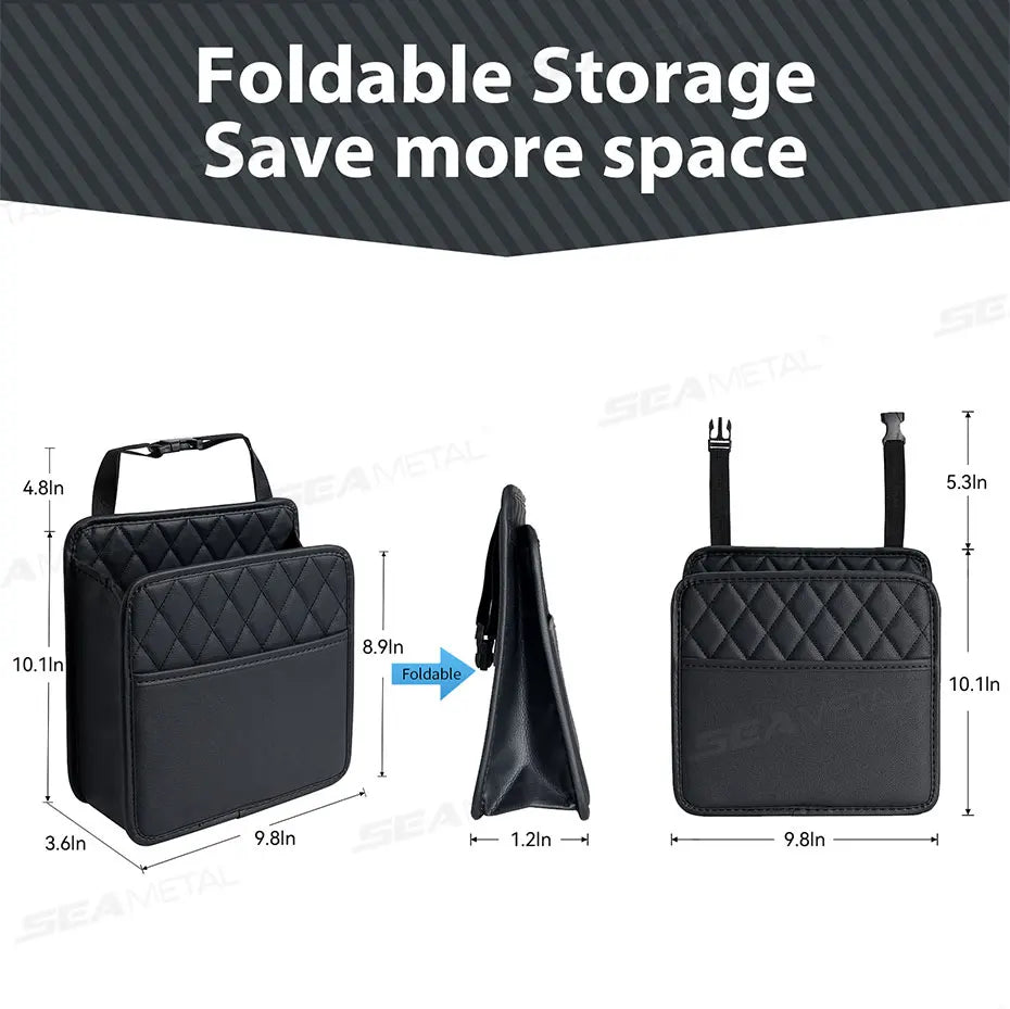 BLALION Multifunctional Car Seat Storage Bag Leather Storage Bag Garbage Bag Hanging Storage Bag Suitable For Most Car Models