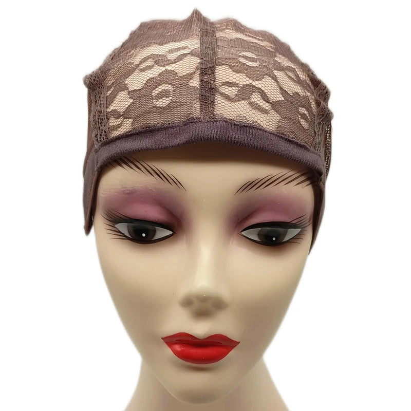 1/4PCS Wig Cap for Making Wigs With Adjustable Strap And Hair Weaving Stretch Adjustable Glueless Wig Cap Brown Dome Cap For Wig