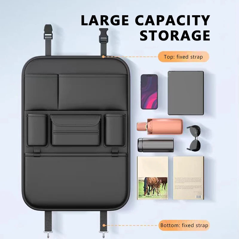 BLALION All in one Car Seat Back Storage Bag Upgraded 5-Pocket Auto Organizer Hanging Bag with Tissue Cup Holder Anti Kick Pad