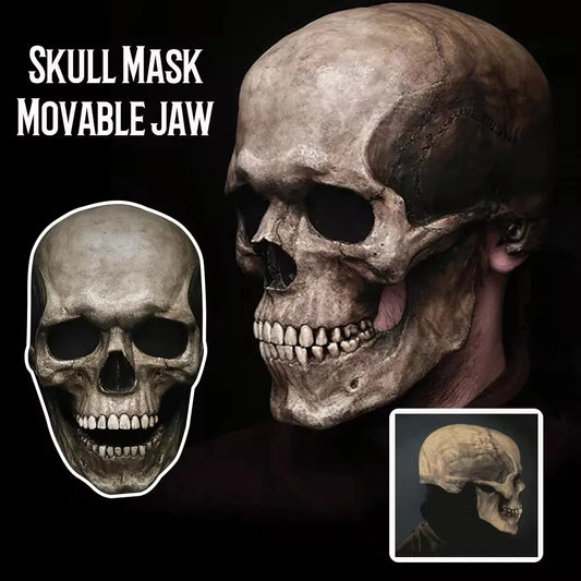 Halloween Mask Latex Mask Skull Mask Horror Decoration Full Head Skull Mask Helmet Movable Jaw Masque Gifts Party Costume Mask